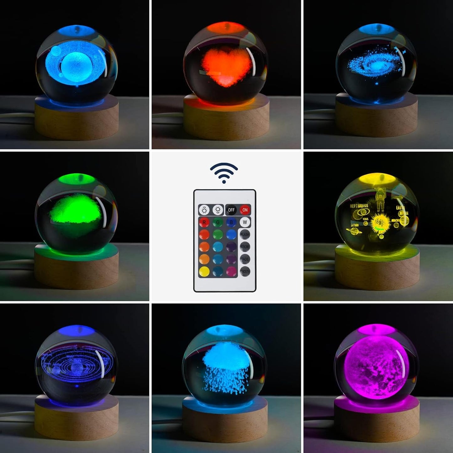 3D Galaxy Crystal Ball Night Light