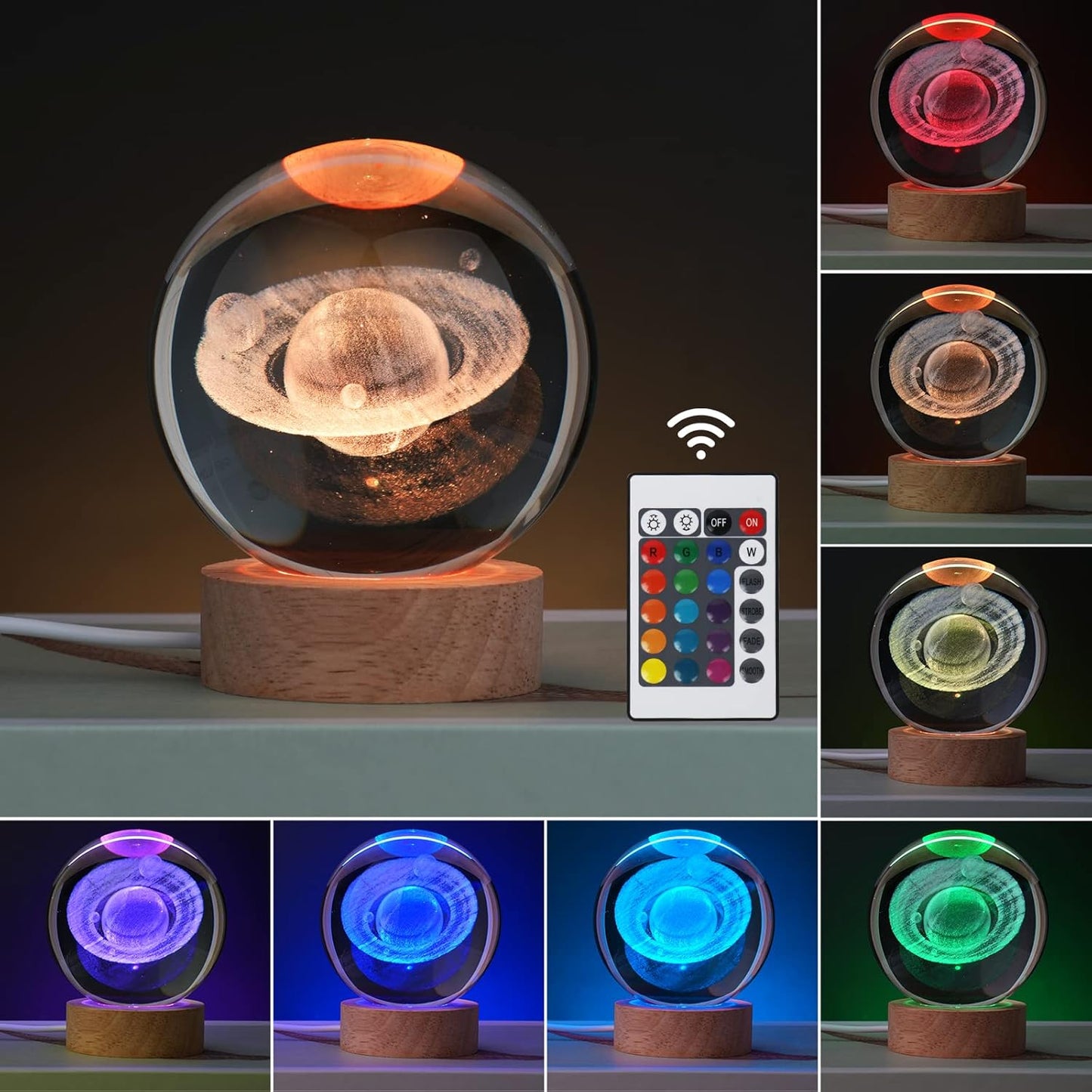 3D Galaxy Crystal Ball Night Light