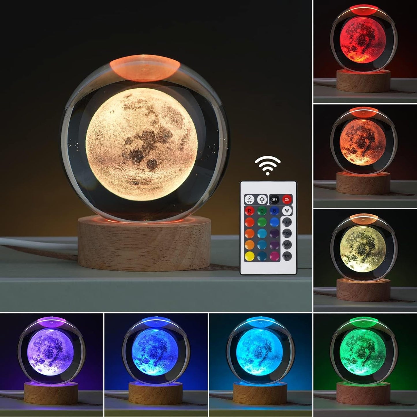 3D Galaxy Crystal Ball Night Light