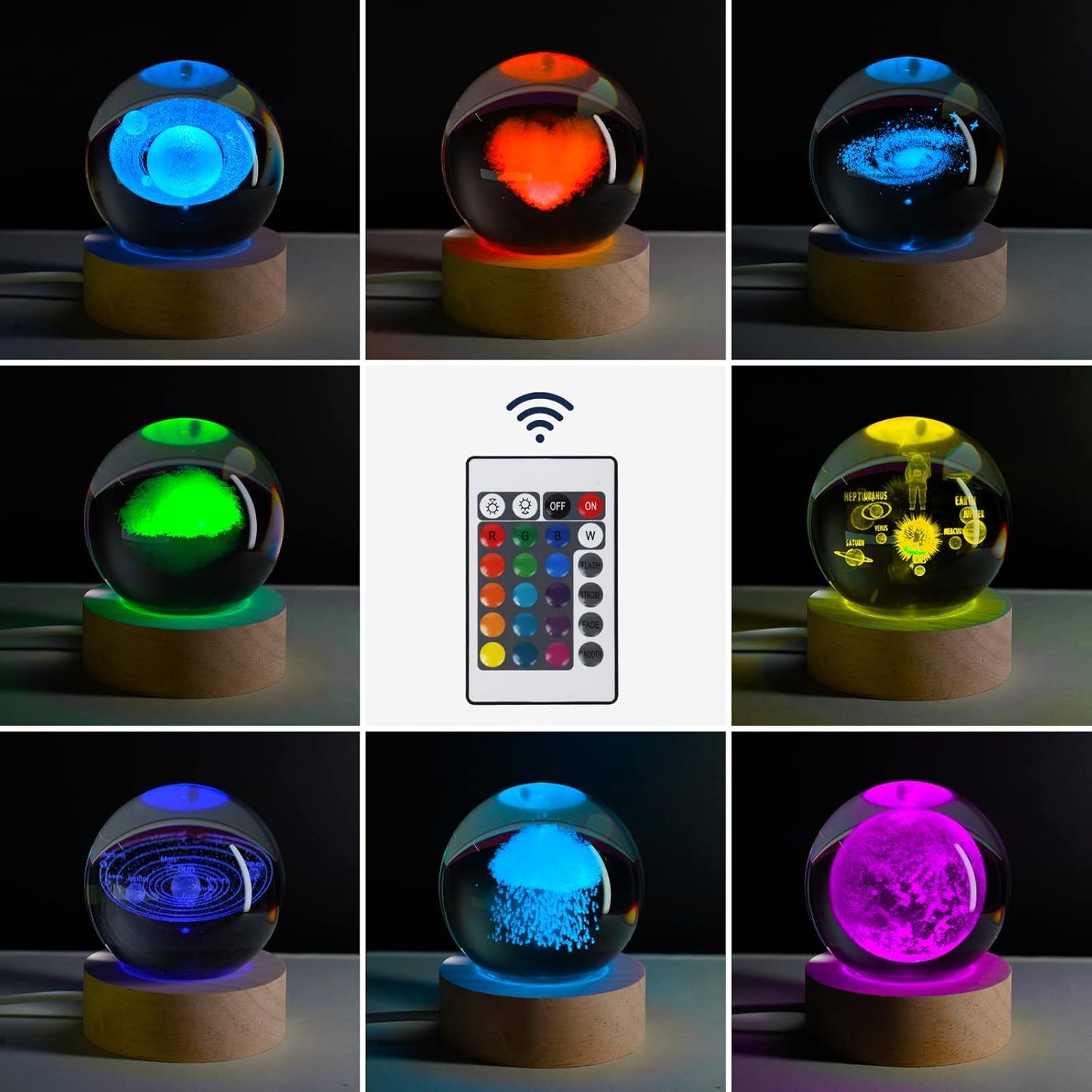 3D Galaxy Crystal Ball Night Light
