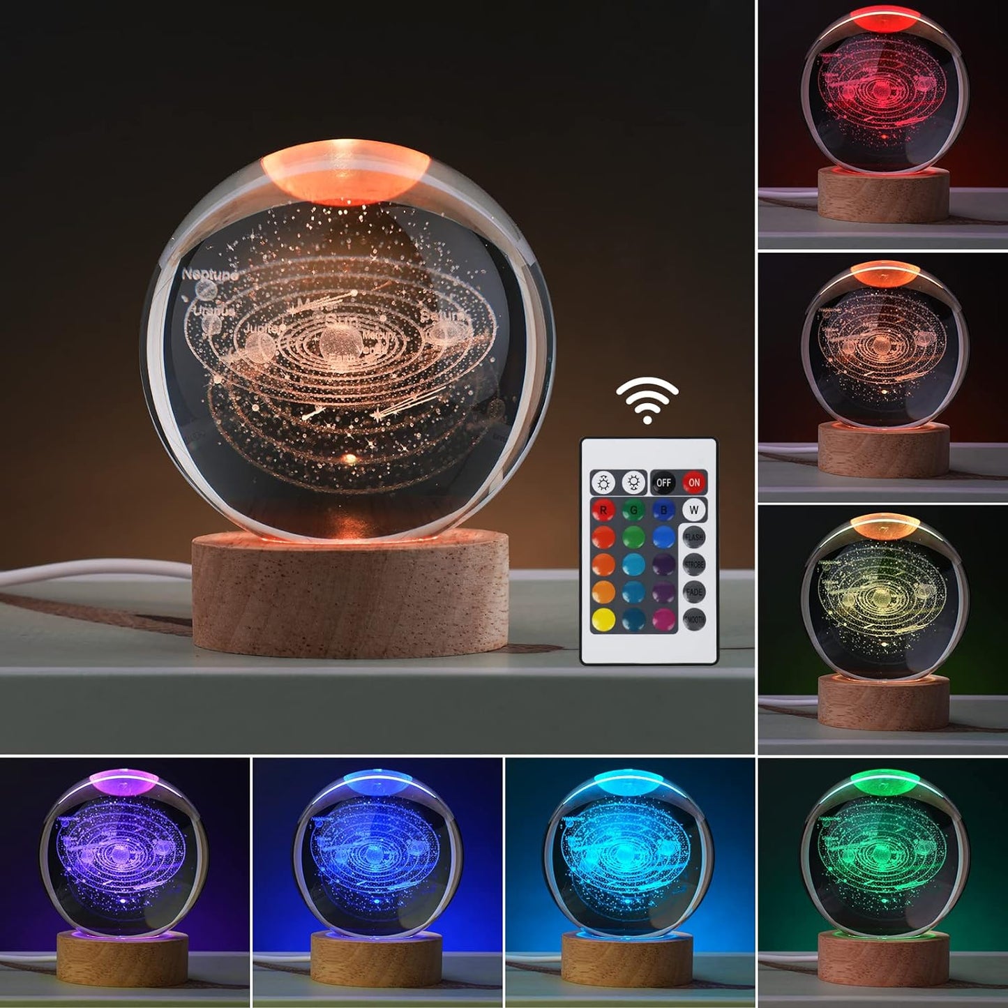 3D Galaxy Crystal Ball Night Light